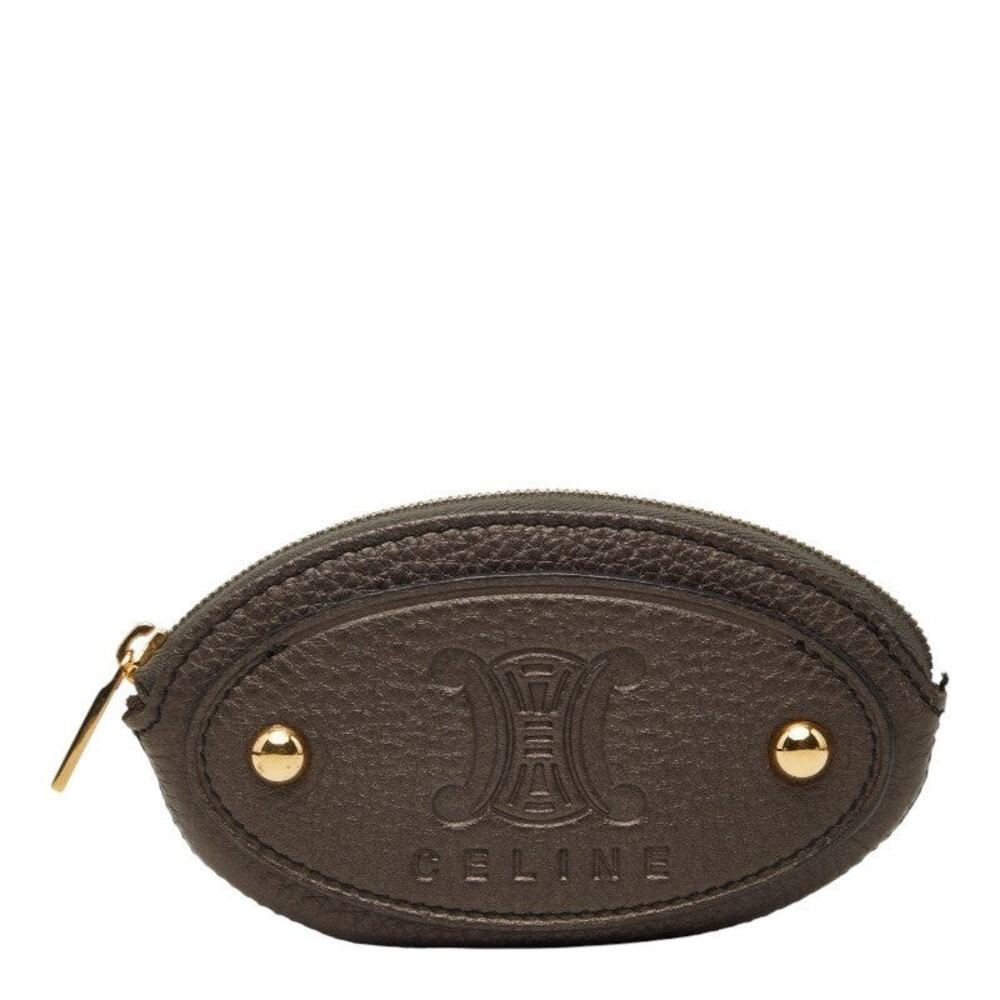 Celine Leather Coin Case Brown